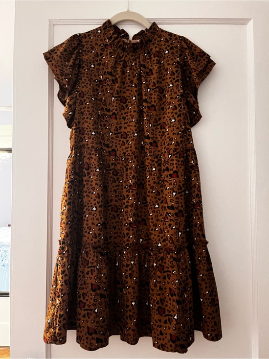 THML Dresses & Skirts - THML Brown Leopard Print Ruffle Sleeve Dress